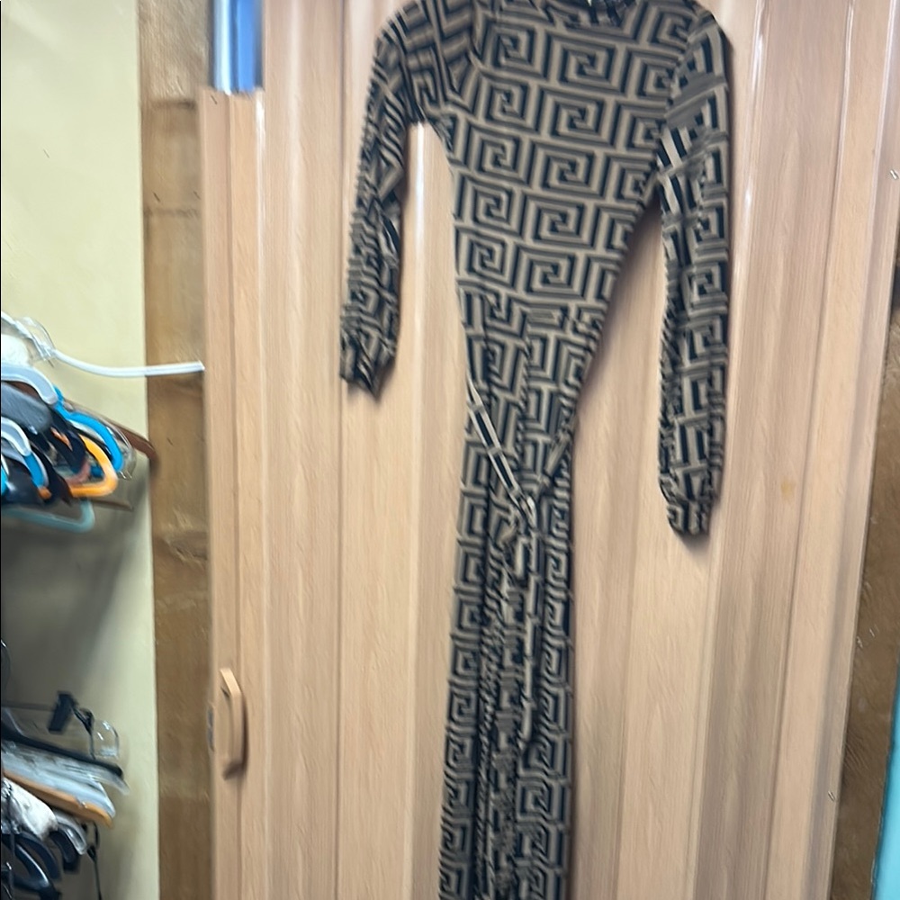 Geometric Patterned Long Sleeve Jumpsuit